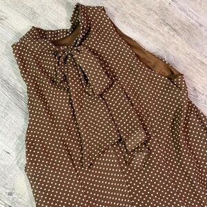Signature by Robbie Bee, brown and white polka dot dress, size 12